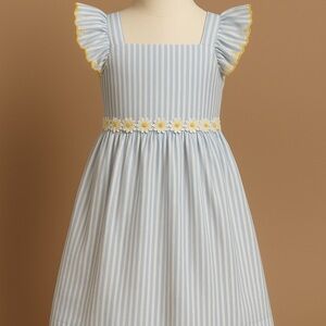 Charming Striped Kids Dress with Floral Details